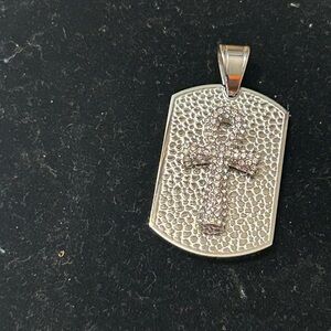 Textured Silver Cross Necklace Pendant